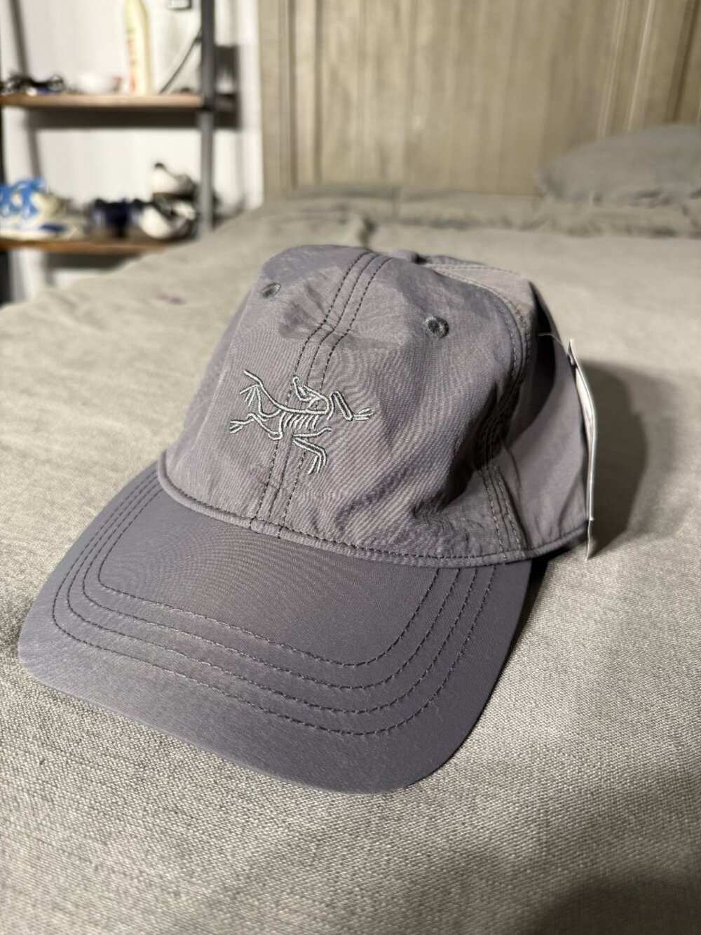 Arc'teryx-Branded Gray Skeletal Bird Embroidered Adjustable Cap